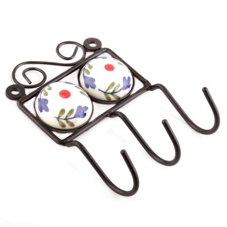 Navy Blue Leaf Ceramic Tiles Hooks